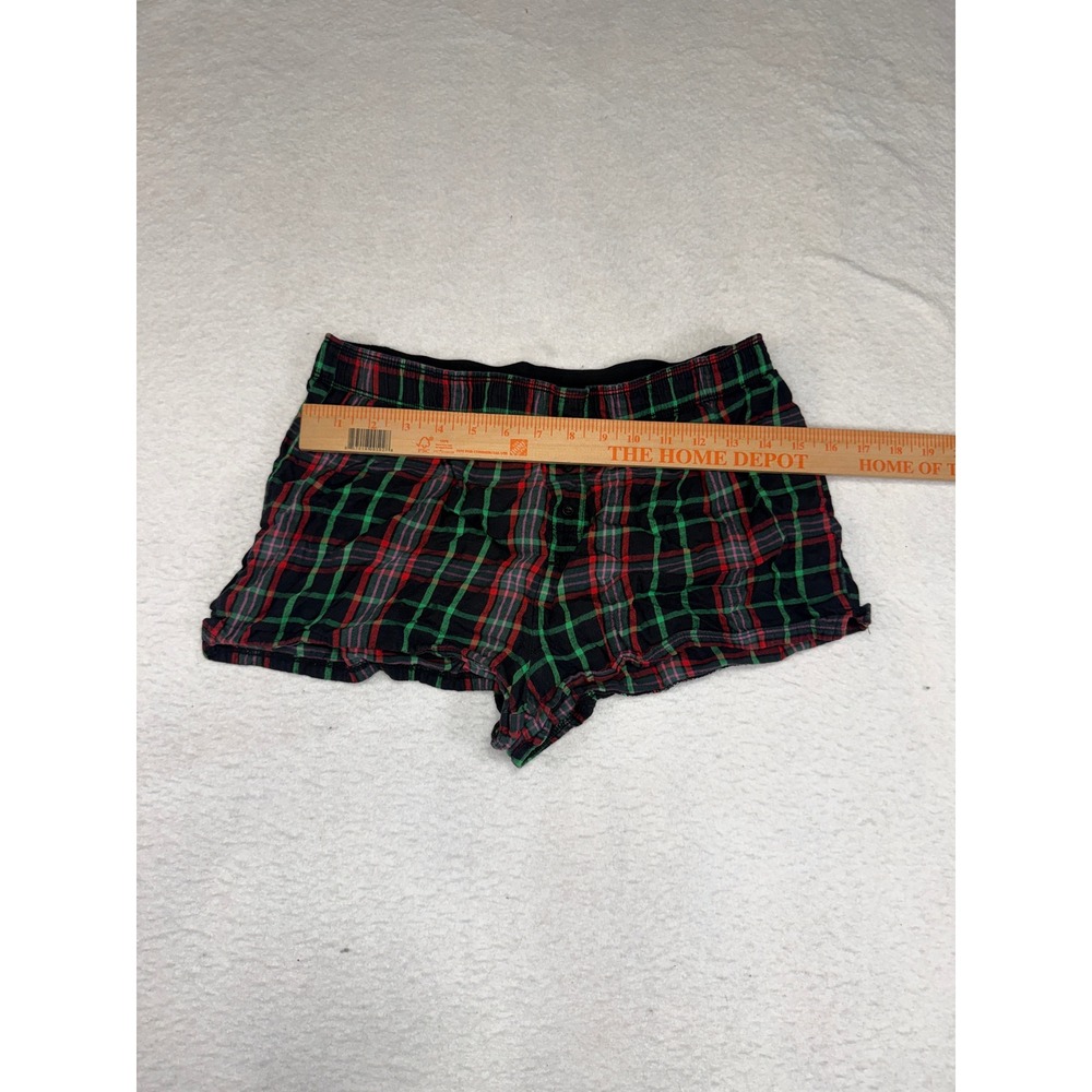 Victorias Secret PINK Plaid Pajama Shorts Red Green Gold Logo Sleepwear Small - Picture 5 of 6